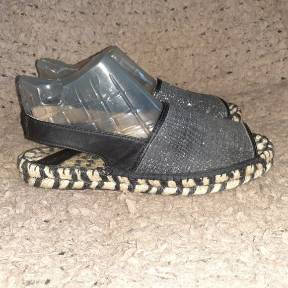 GAIMO-Black/Silver Flatform Espadrille Sandals-Anthropologie-Sz 39-Near Mint - Picture 4 of 6